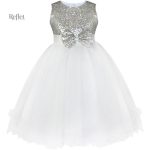 Robe pour fille à manches et col en dentelle