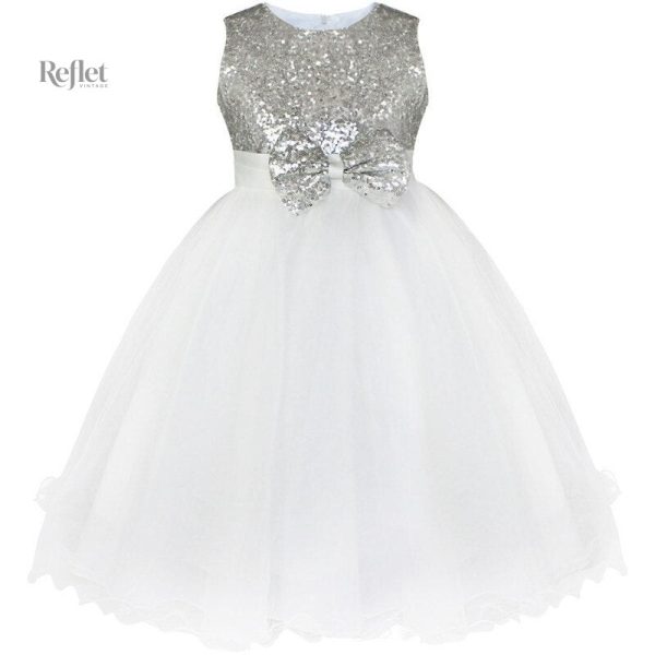 Robe pour fille à manches et col en dentelle
