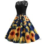 Robe évasée tendance années 80 florale