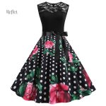 Robe évasée aux motifs floraux années 80