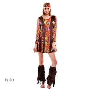 Robe vintage à motifs colorés, ambiance années 70