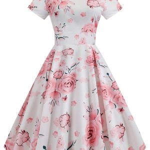 Robe vintage avec motifs floraux des années 60