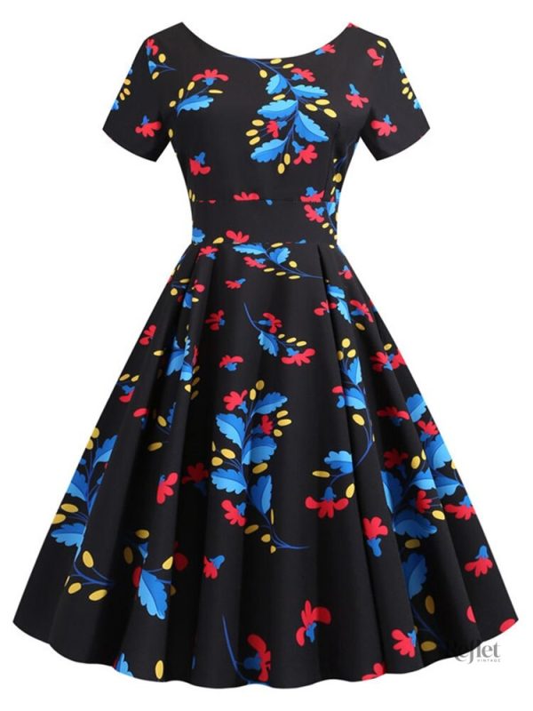 Robe à fleurs style rétro années 60