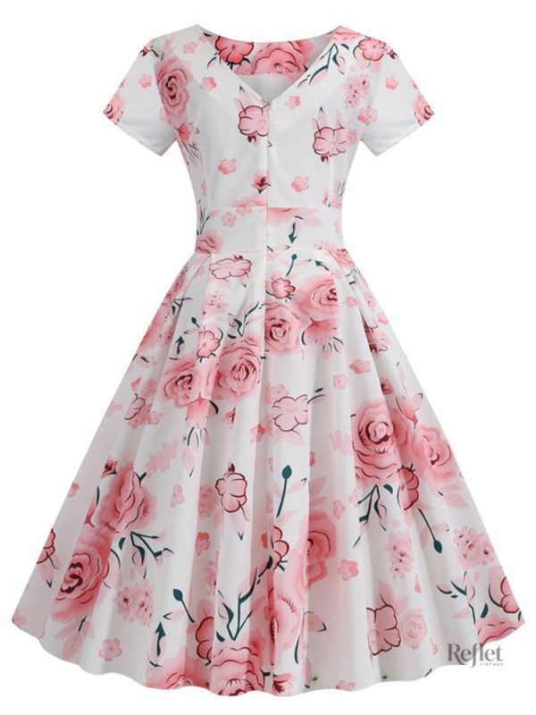 Robe d'été colorée années 60 à motifs floraux