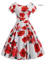 Robe élégante florale années 60 pour occasions