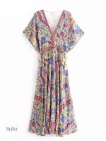 Robe fleurie années 70 en tissu léger