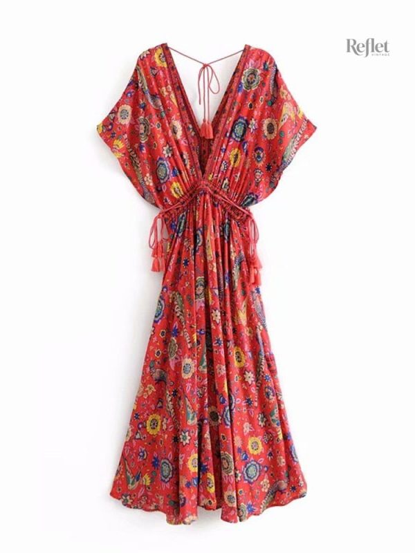 Robe vintage à fleurs, style boho 70