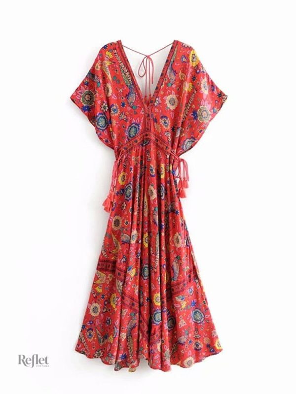 Robe 70s avec imprimé floral vibrant