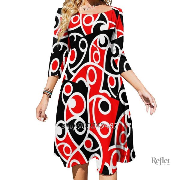 Robe années 70 à manches longues