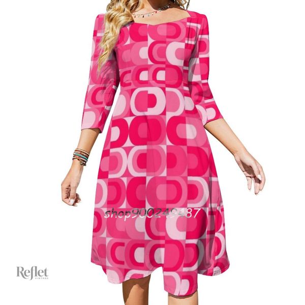 Robe style années 70, col en V et manches évasées