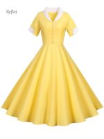 Robe jaune années 40 abordable