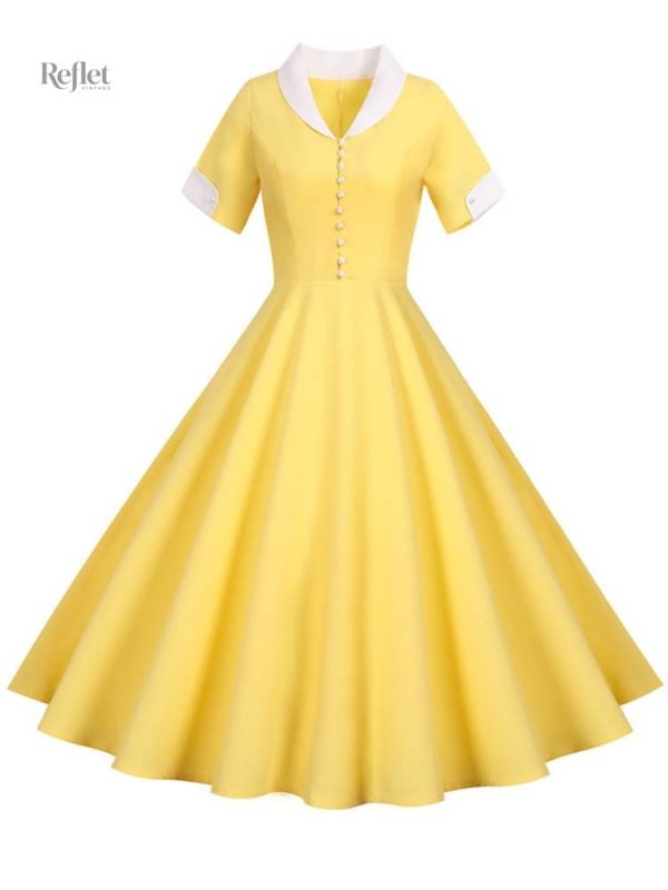 robe-jaune-annee-40-pas-cher-1 Robe jaune années 40 abordable