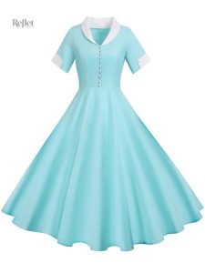 Robe rétro jaune style années 40