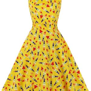 Robe jaune vintage style années 50