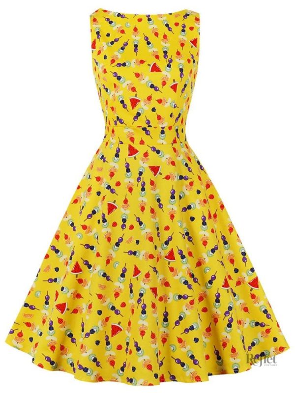 robe-jaune-annee-50-1 Robe jaune vintage style années 50