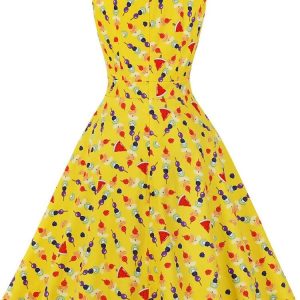 Robe rétro jaune, élégance et charme des années 50