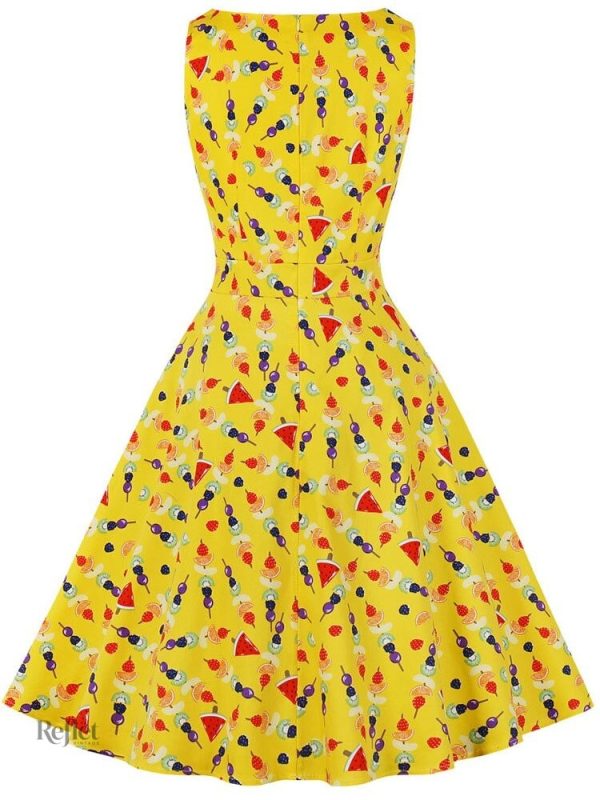 Robe rétro jaune, élégance et charme des années 50