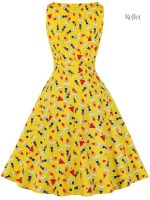 Robe d'époque jaune, silhouette classique des années 50