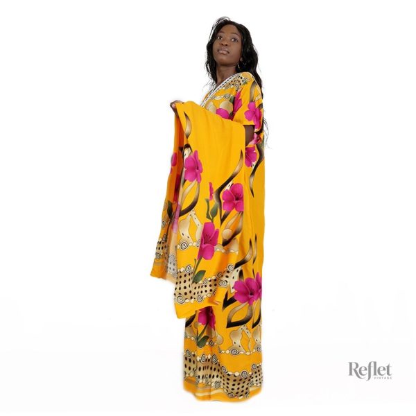 Robe longue à motifs floraux, tendance rétro