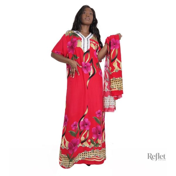 Robe longue florale, ambiance années 70