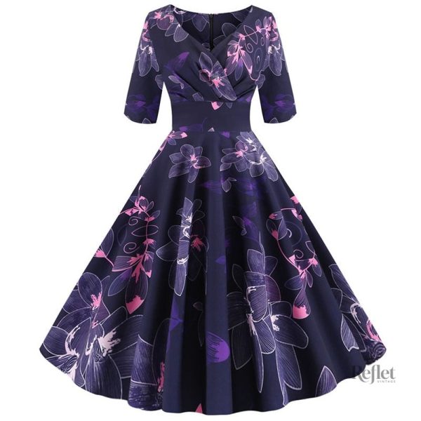 Robe année 70 avec des couleurs vives et motifs uniques