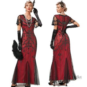 Robe longue style années 20, élégante et vintage
