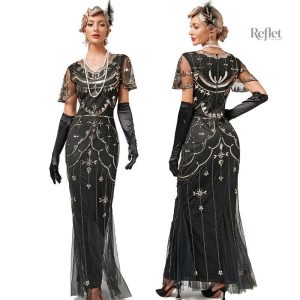 Robe longue années 20, design rétro et chic