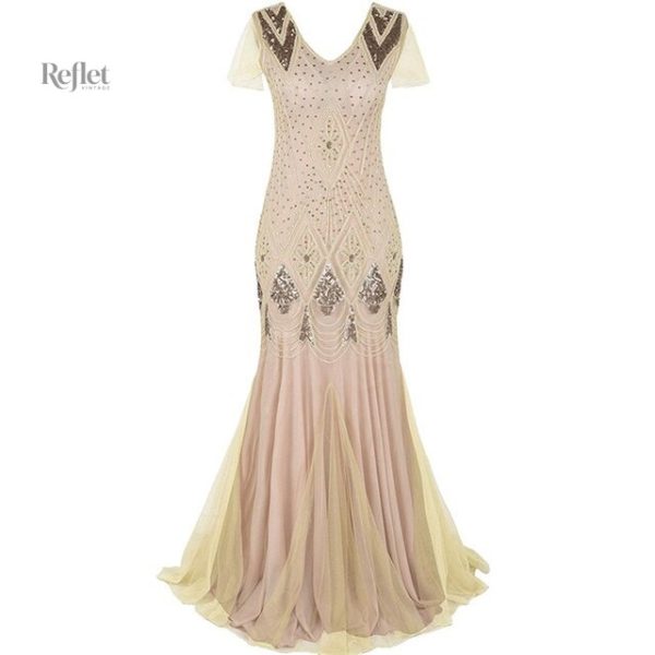 robe-longue-femme-annees-20-1 Robe longue femme style années 20 élégante et rétro