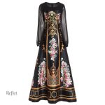 Robe longue rétro années 70, style vintage et coloré