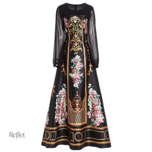 Robe longue rétro années 70, style vintage et coloré