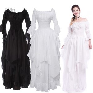 Robe longue à motifs rétro des années 70