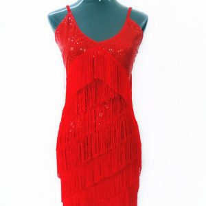Robe longue rouge inspirée des années 20