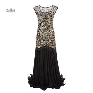 Robe longue soirée vintage années 20, élégante et intemporelle