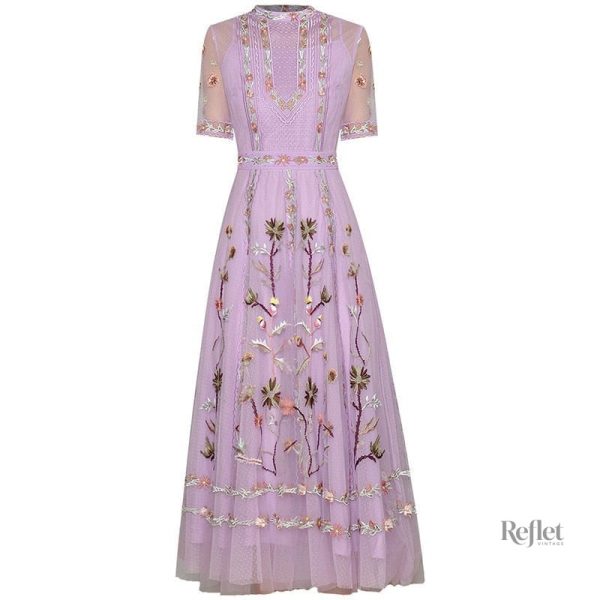 Robe maxi colorée vintage, tendance années 70