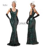 Robe vintage verte inspirée des années 20, fluidité et charme