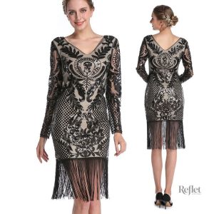 Robe mi-longue années 20, style vintage élégant et intemporel