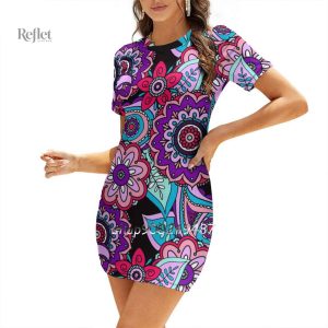 Robe rétro moulante à motifs vintage