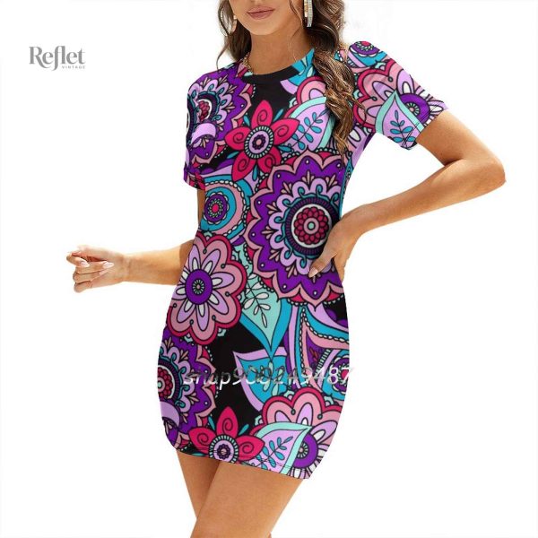 Robe rétro moulante à motifs vintage