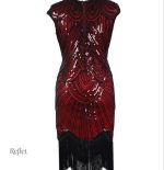 Look élégant avec robe noire année 20 sans manches