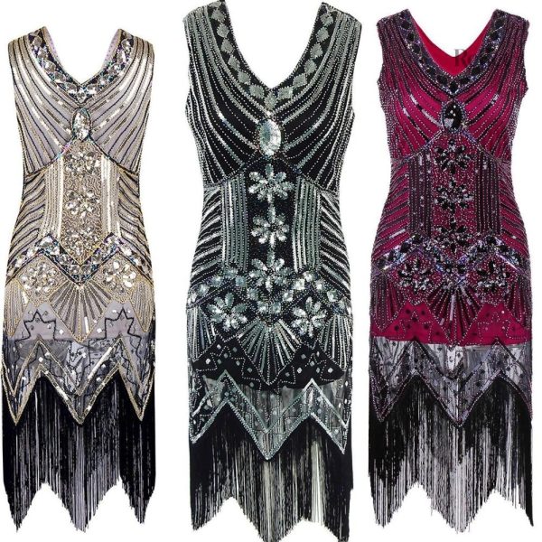 Robe noire rétro, design sans manches années 20