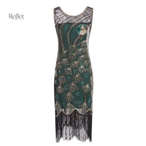 Robe noire année 20, style rétro sans manches