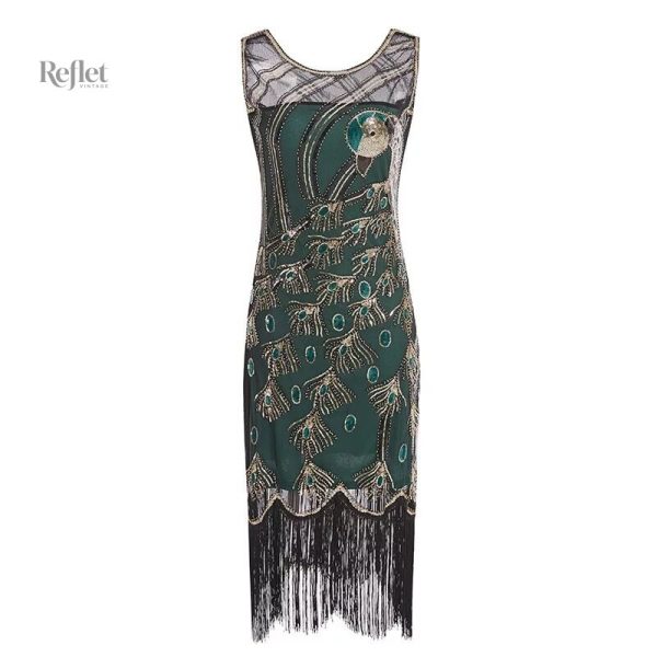 Robe noire année 20, style rétro sans manches