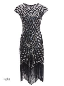 Robe sans manches noire, inspiration années folles