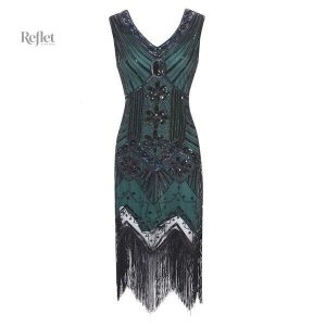 Robe élégante noire, design années 20