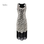 Robe année 20, silhouette noire sans manches