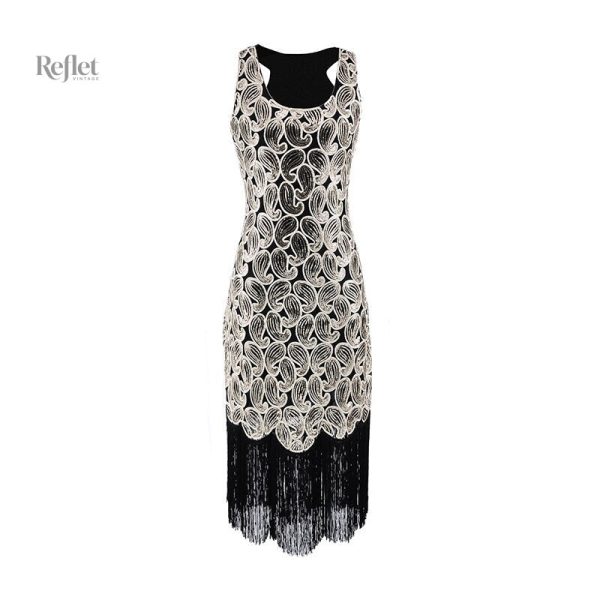 Robe année 20, silhouette noire sans manches