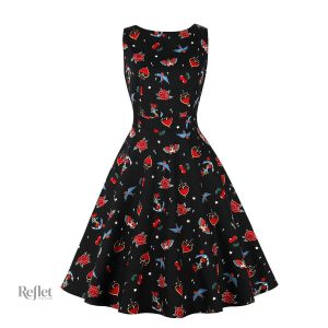 Robe noire style années 50, élégante et intemporelle