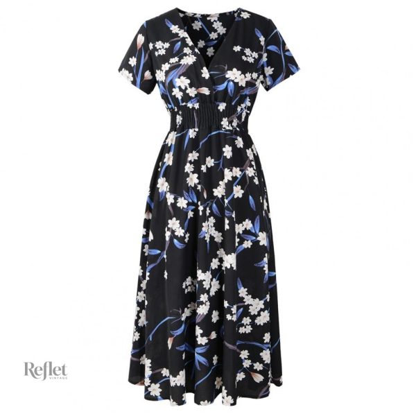 Robe noire chic, années 40, mode intemporelle