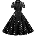 Robe femme noire et blanche style année 70