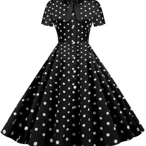 Robe vintage noire et blanche pour femmes